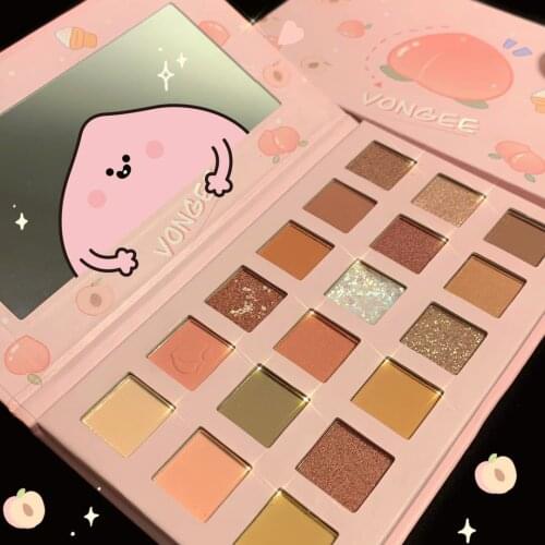 Cute Peach Eyeshadow Palette Makeup Long Lasting Waterproof Eye Makeup Palette Eyeshadow Kit 18 Color