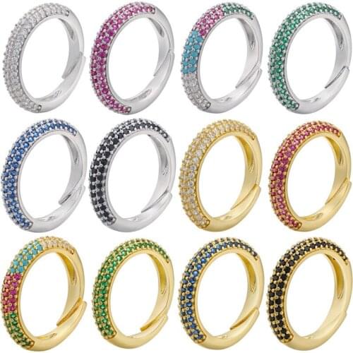 Miniature Mosaic Colored Zircon Rings for Women Fashion New Jewelry Multi-color Optional Gold Ring Wholesale Adjustable Width