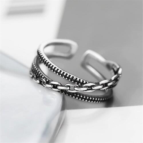 Miuoxion Retro Geometric Double Cross Chain Ring Fashion Personality Jewelry For Women Feature Namour Charm Gift All Seasons