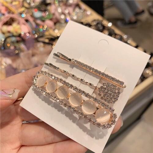 Molans 3Pcs/set Super Flash Rhinestone Combination Premium Luxury Hair Clip Headwear For Women Geometric Styling Accessories