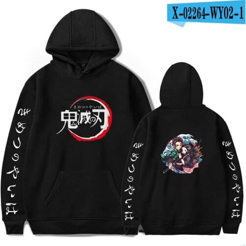 Mens Hoodies Demon Slayer: Kimetsu No Yaiba Sweatshirt Fall Winter Black Casual Couple Tops Warm Harajuku Pullover