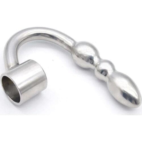 3-sections Cock Ring Anal Plug for Men Chastity Device Extreme Sex Game Double Stimulus Stainless Steel Adult Anal Sex Toy