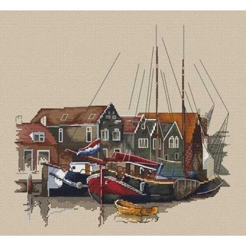 Fishing ground wharf 37-35 cross stitch kit aida fabric 18ct 14ct canvas cotton thread embroidery kits DIY craft set