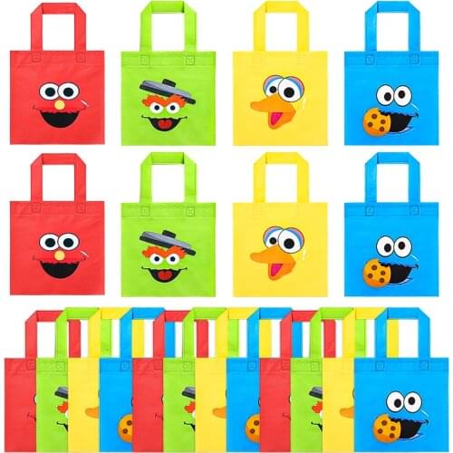20Pcs Sesame Non Woven Party Favor Bags Monster Reusable Candy Treat Tote Bags with Handle Theme Gift Bags Party Decor for Kids