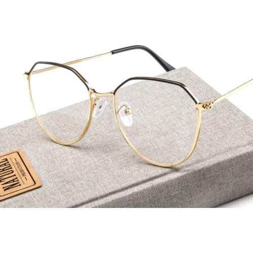 New Metal Women Glasses Frame Men Fashion Flat Mirror Clear Lens Eyeglasses Retro Eye Glasses Oculos De Grau