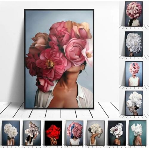 Feather Hair Woman Canvas Painting Modern Figure Home Decoration Picture Nordic Personality Art Wall Bedroom Living Room Poster