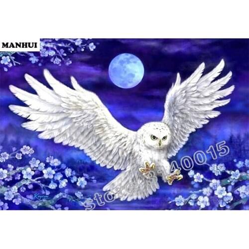 Full Square Diamond 5D DIY Diamond Painting Moonlight owl Embroidery Cross Stitch Rhinestone Mosaic Painting Decor Gift BFC255
