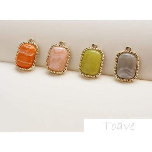 Spring Rectangular Alloy Resin Pendant DIY Ear Stud Material Accessories