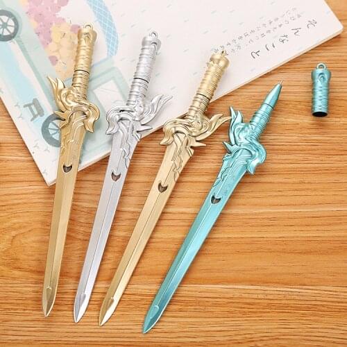 36 pcs/lot Creative Sword Gel Pen Cute 0.5 mm black ink Signature Pen School Office writing Supplies Promotional Gift