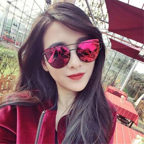 Ultralight Cat Eye Sunglasses Women Gafas Twin-Beams Sun Glasses Female Retro Eyeglasses Flat Panel Lens UV400 Ladies