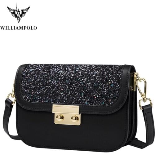 WILLIAMPOLO Crossbody Bag Genuine Leather Square Bag Women Fashion Shoulder Handbag for Summer iPhone 11 Case Bag PL209132