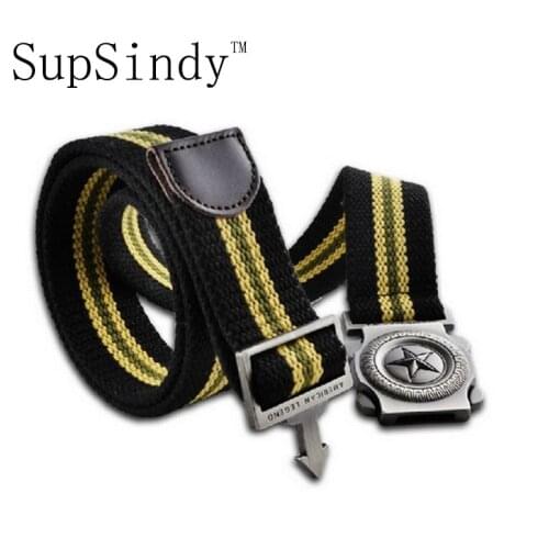SupSindy men Canvas belt Quick release metal buckle military belt Army tactical belts for men top quality male strap Army green