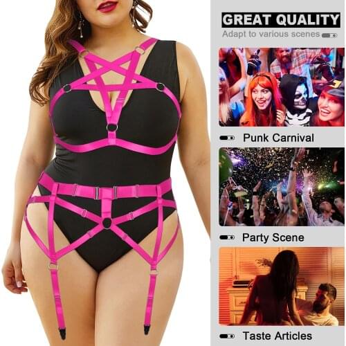 Light Sexy Goth Chest Harness Sexy Lingerie Plump Woman Body Stockings Garter Belt Plus Size Necklace Hanging Bride Foot Bandage