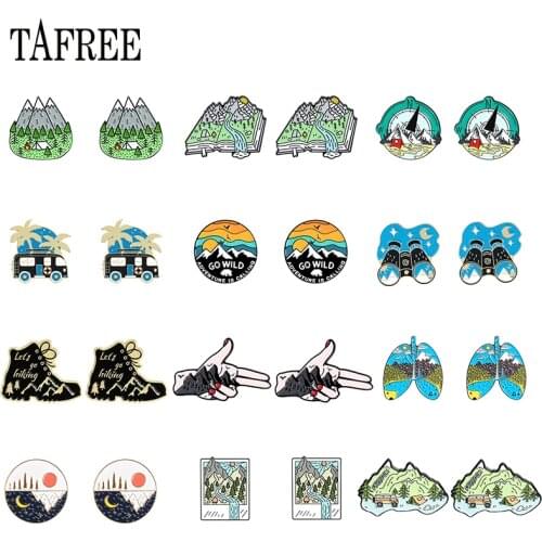 TAFREE Mountain Hiking Various Shapes Epoxy Clip Tasteful Earrings New Acrylic Ear Clips Jewelry Womens Gift