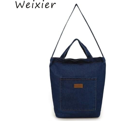WEIXIER New Women Messenger Bags Denim Shoulder Bag Handbags Shoulder Bag For Girls Casual Travel Bags Bolsos Sac A Main ZK-54