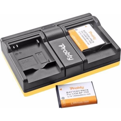 Probty 2x BP-70A BP70A batteries + USB charger for Samsung ST90 ST150F ST700 ST6500 SL50 SL600 WB30F WB35F WB50F ES70 ES80 ES91