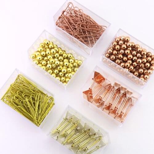 TUTU Rose Gold Fashion Paperclip binder Clips push pin Photo Clip Paper Clips Decorative Gift Stationary Office Supplies H0162