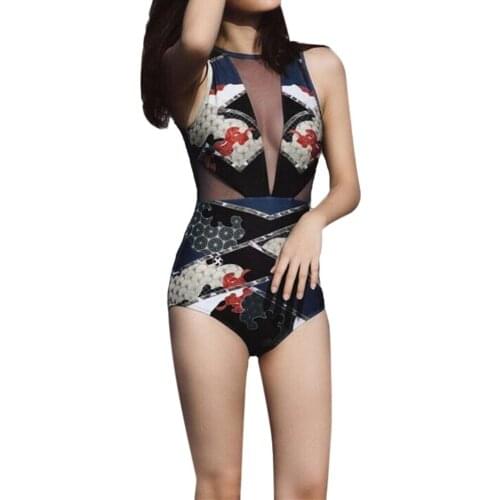 Ladies Printed Mesh Sexy Bikini Swimsuit Set Black Bikini Push Up Women Swimsuits One Piece Push Up Swimsuit One Piece Z0127