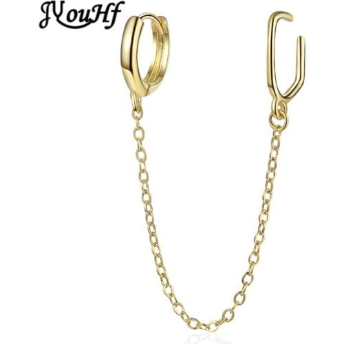 JYouHF 1 Piece Gold Silver Color Ear Cuff Earrings 9cm Long Chain Clip on Earrings for Women Female Fashion Korean Jewelry Gift