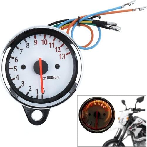 13000 RPM 12V Motorcycle White Chassis 5 Wire Speed Indicator Motor Instrument Tachometer Motorbike Accessories Instrument