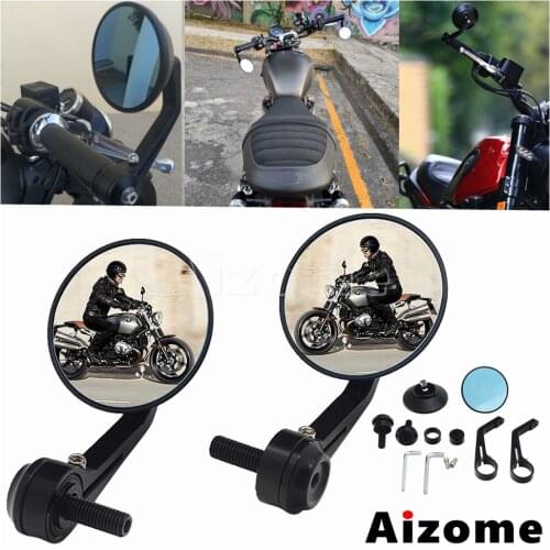 2x Aluminum Round Rearview Mirror Motorcycle Handlebar Mirror Universal 12mm Bolt For BMW R nineT Scrambler Pure Racer Urban HP4