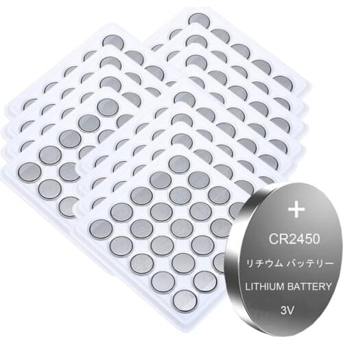 300pcs Button Batteries CR2450 CR 2450 BR2450 KCR2450 5029LC LM2450 For Watch Electronic Toy Scale 3V Lithium Coin Cell Battery