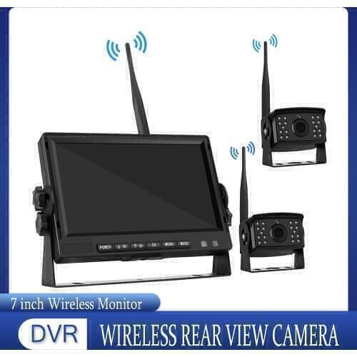 7" Car Monitor with Backup Camera IPS LCD AV TV Bus 7 Inch Wireless Truck HD Monitor