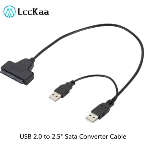 LccKaa SATA USB 2.0 Adapter for HDD, SSD USB 2,0 to 2.5 inch HDD 7 + 15pin SATA Adapter for SATA hard disk SSD Adapter