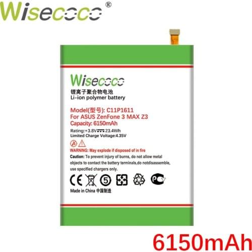 Wisecoco 6150mAh C11P1611 Battery For ASUS Zenfone 3 Max Z3 MAX ZC520TL Peg 3 X008 X008D Z01B