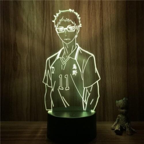 Anime Haikyuu Kei Tsukishima Cool Action Figure 7 Colors Touch Optical Illusion Table Lamp Gift Decor Model 3D Nightlight