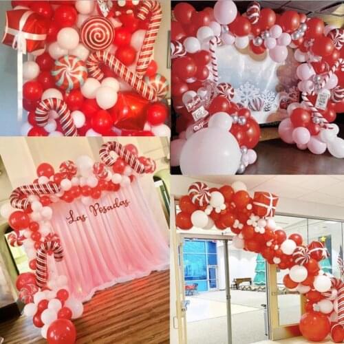 Balloon arch garland kit Red Pink balloons and cane balloons Christmas party decoration New Year baby shower birthd