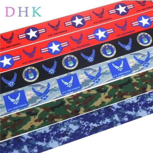 DHK 7/8'' Free shipping US air forces camo uniform printed grosgrain ribbon Accessory hairbow headwear decoration 22mm S788