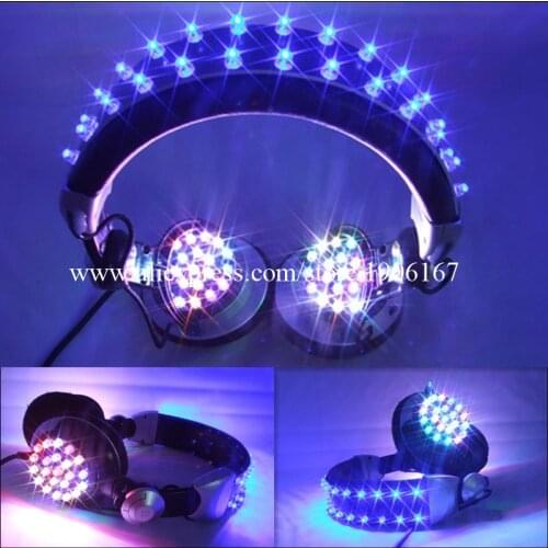 Hot Sale Voice Control Illuminate Growing Flashing DJ Bar Nightclub LED Luminous Headset Headphone Event Party Supplies