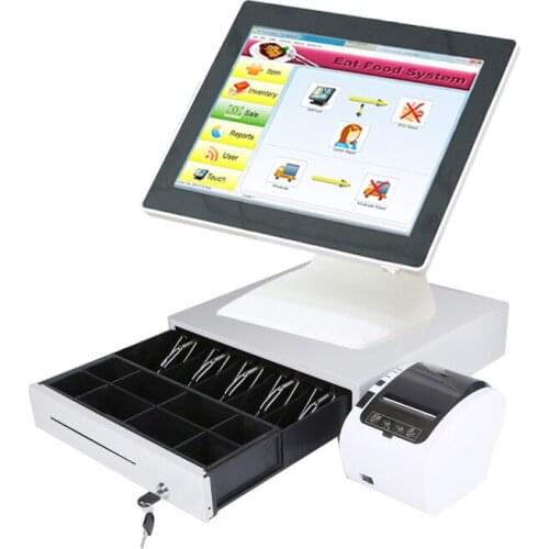 Cash register wholeset pos terminal with pos terminal 80mm printer 15" capacitive touch screen point of sale