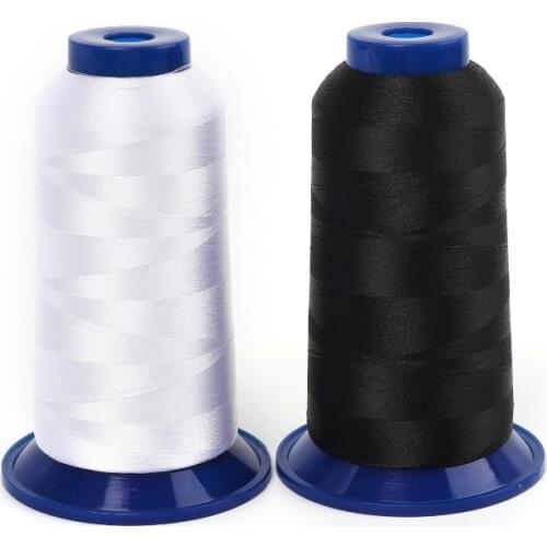 60WT Polyester Embroidery Machine Bobbin Thread 75D/2 Filament for Brother Janome, 4000M,White Black Prewound Bobbin Thread 4PCS