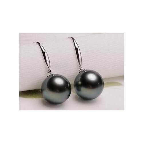 Wholesale price ^^^ Charming AAA+ 8-8.5mm real natural Tahitian black round pearl earring