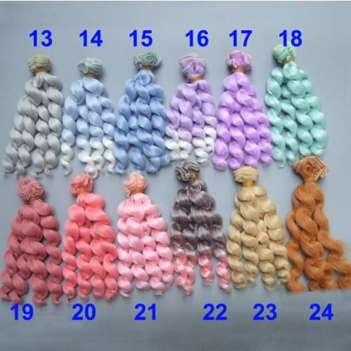 Factory wholesales 5pieces/ lot 15 cm pink green purple BJD/SD thick Doll Wigs/hair DIY curly hair wig for 1/3 1/4 bjd doll