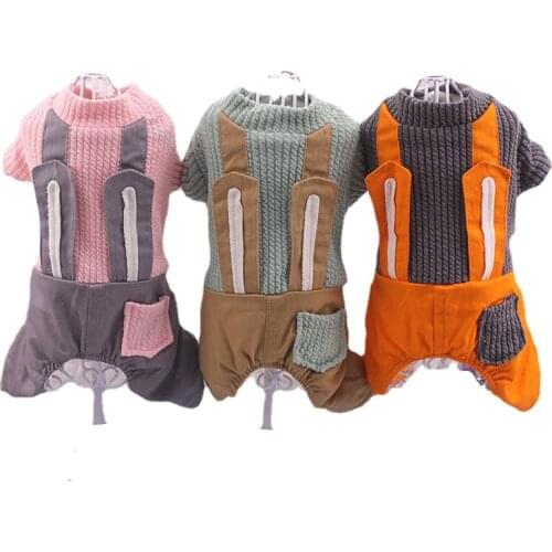 Autumn&Winter Pet Clothes Rabbit Ears Four Feet Double Thick Warm Dog Clothes Jumpsuit for Small Dogs Plush Dog Costumes