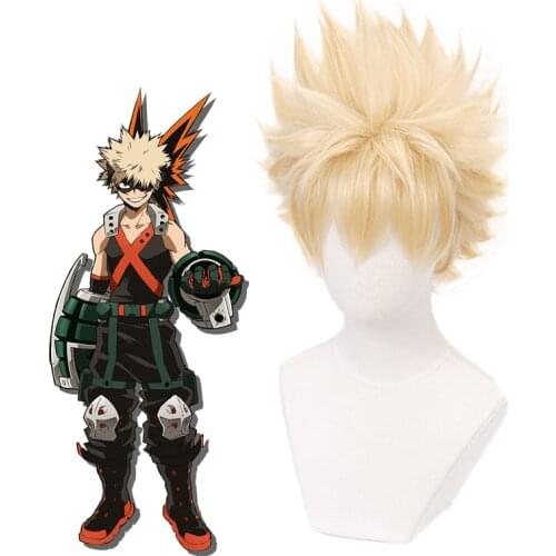 My Hero Academia Bakugou Katsuki Bakugo Blonde Short Wig Cosplay Costume Boku no Hero Academia Hair Men Women Wigs
