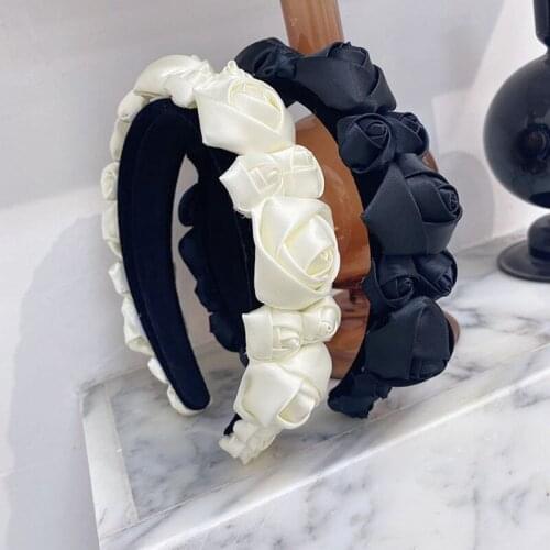 Three-dimensional flower headband fashion hair accessories women rose flower wide-brimmed fairy hairband wild hair band headwear