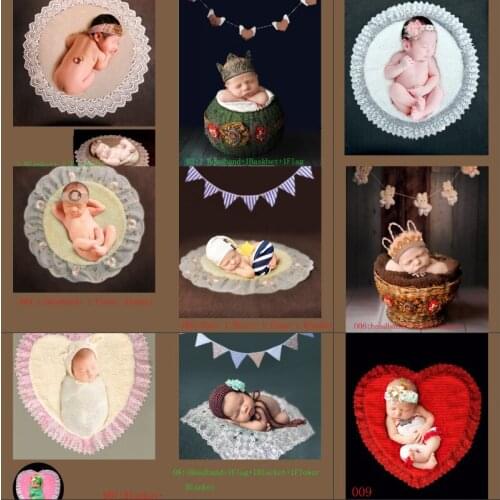 Newborn photography props baby Blanket & fotografie achtergronden for infant Hand-woven props Headband With Background Flag