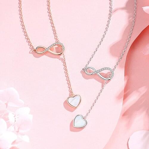 Romantic Geometric Heart-shaped CZ Pendant Necklace Charming Rose Gold Silver Color Clavicle Chain Fashion Party Jewelry Gift