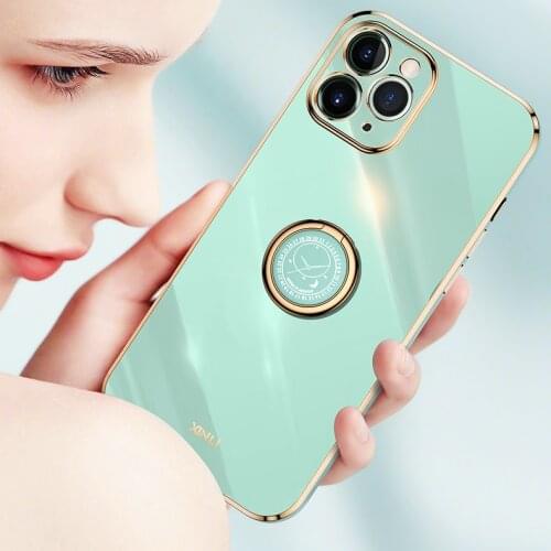 Luxury Ring Bracket Phone Case For iPhone 12 11 pro X XR XS max 6 6 s 7 8 plus Mini Fashion Electroplating silicone Frame Cover
