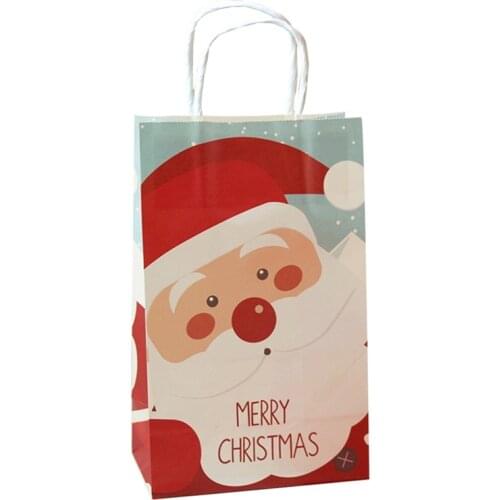 Christmas Paper Handle Gift Bags Cookie Food Candy Bag Packing Decoration Party Favor Bags 13.8*22*7.8cm