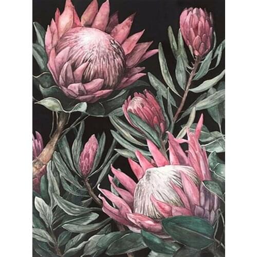 Pink Flower Bud Diamond Painting Plant Floral Round Full Drill Nouveaute DIY Mosaic Embroidery 5D Cross Stitch Protea Cynaroides