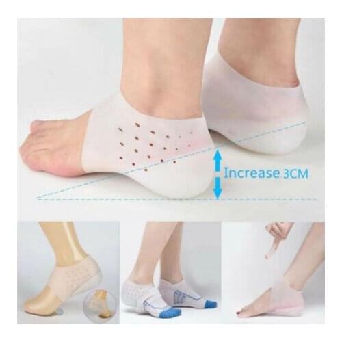 Silicone Invisible Inner Height Insoles Lifting Increase Socks Outdoor Foot Protection Pad Men Women Heel Cushion Hidden Insole