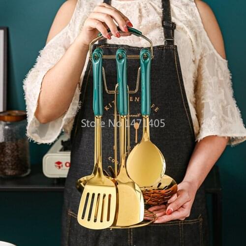 Nordic Anti-scalding Stainless Steel Spatula Spoon Colander Household Kitchenware Long Handle Cooking Household Frying Shovel