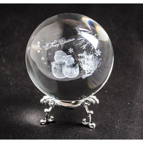 Glass crystal ball 3D Laser Engraved Ball Merry Christmas wedding party Home Decorative balls
