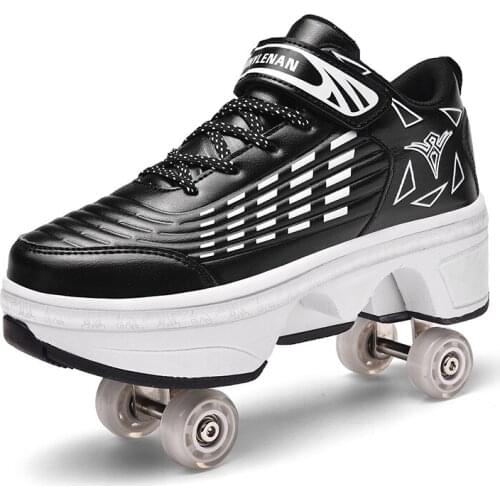 Deformation Roller Shoes Men Parkour Shoes Four Wheels Roller Skates Women 2021 AINVLENAN Birthday Gift