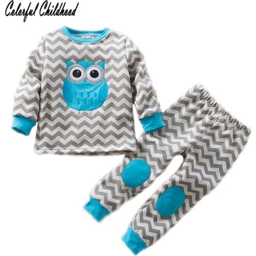 Thicken Thermal Underwear Autumn Winter Infant Baby Cute Owl Girls Boys Baby Clothing Newborn 2018 Clothes 2pcs Set for babies